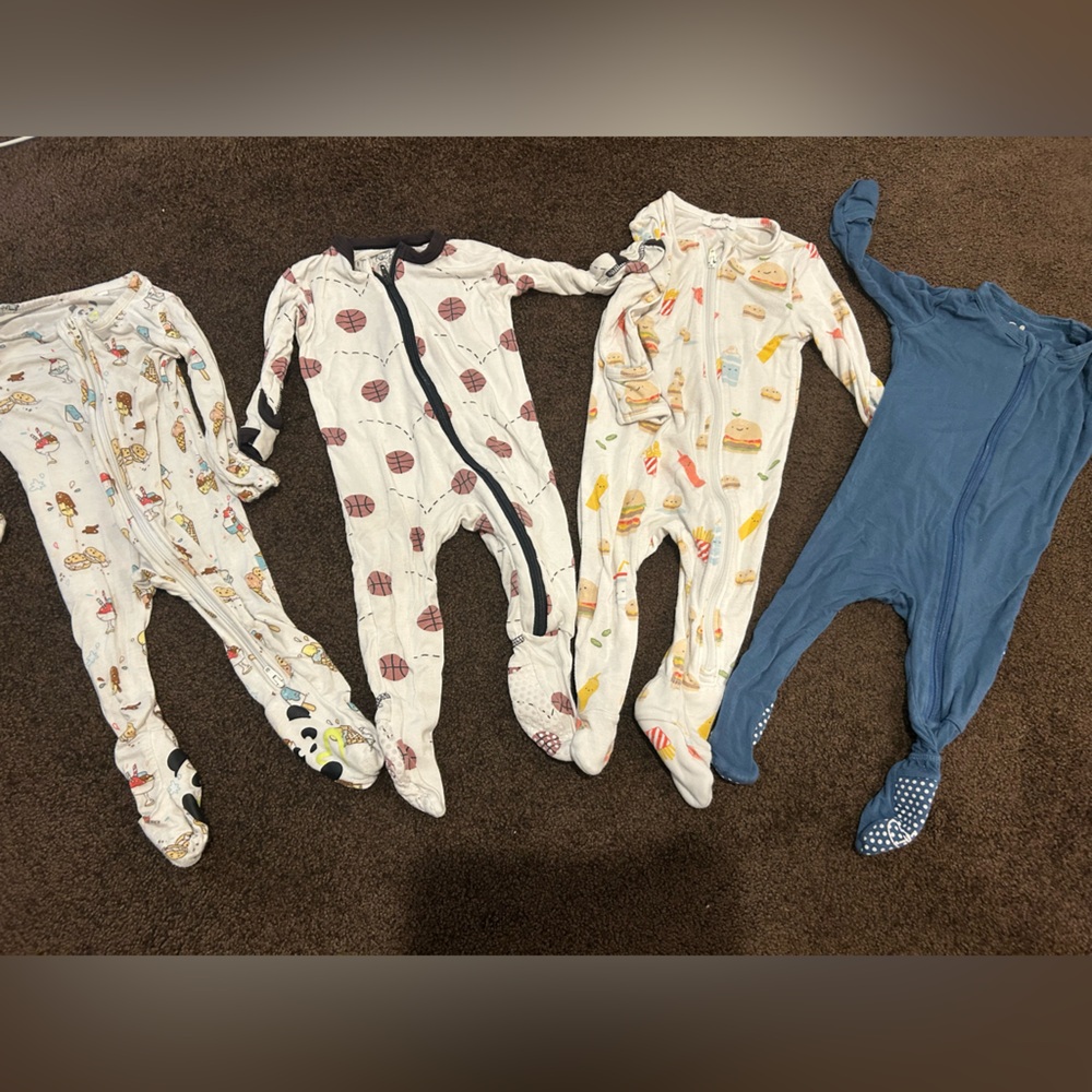 Assorted Brands of Bamboo One Piece Footie Pajamas - Multicolor, Size 3-6 Months